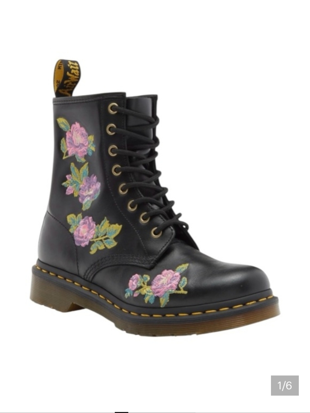 Dr. Martens 1460 Vonda Ii Flower Embroidered Boot In Black